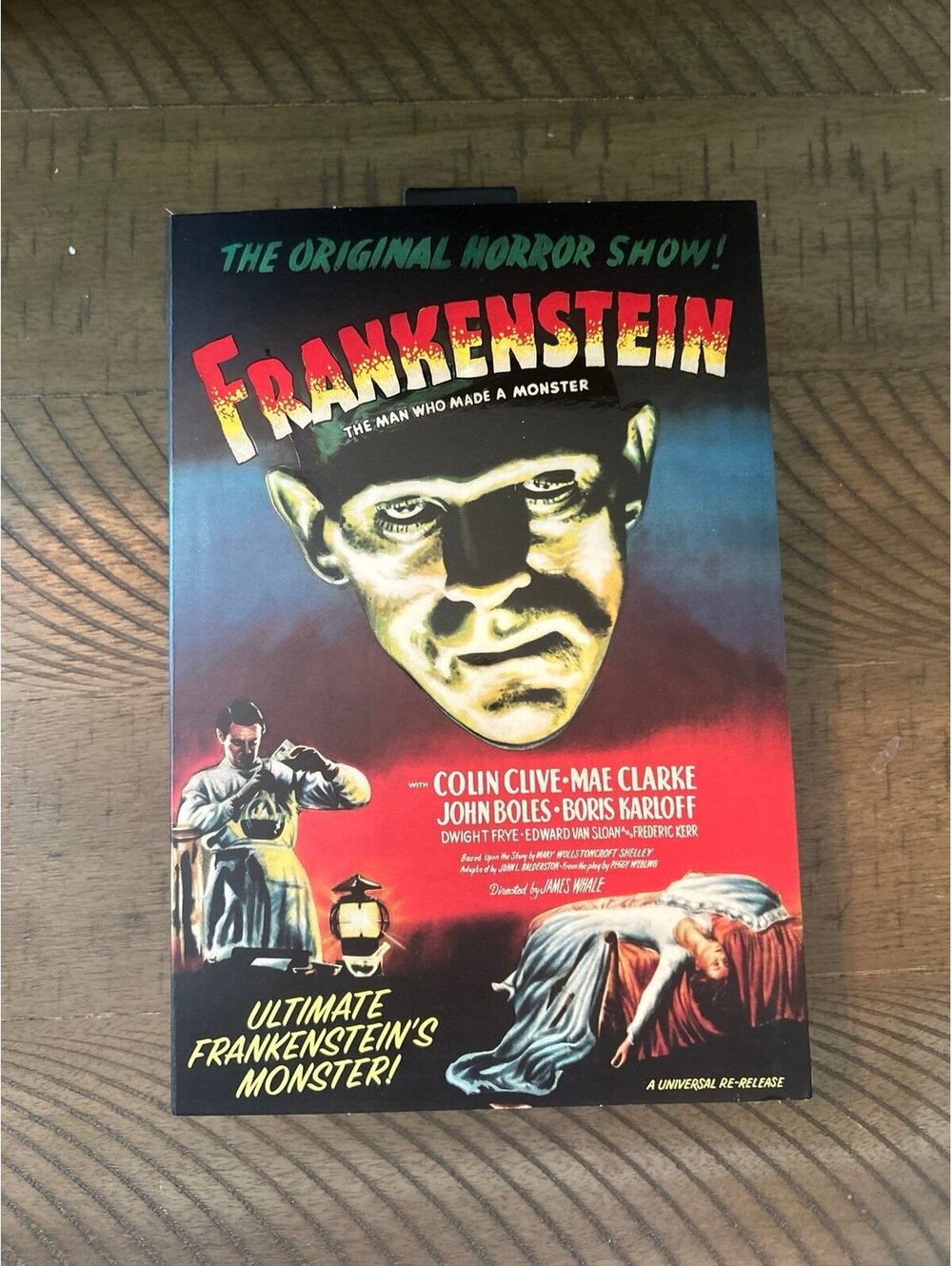 Universal Monsters Frankenstein Action Fig w/ Alternate Heads & Hands –Book NECA